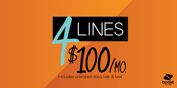 Bring over 4 family lines pay $100 per month and get FREE phones